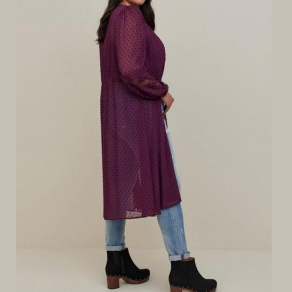 NWT Torrid Clip Dot Button Front Maxi Kimono 4X - Picture 4 of 7